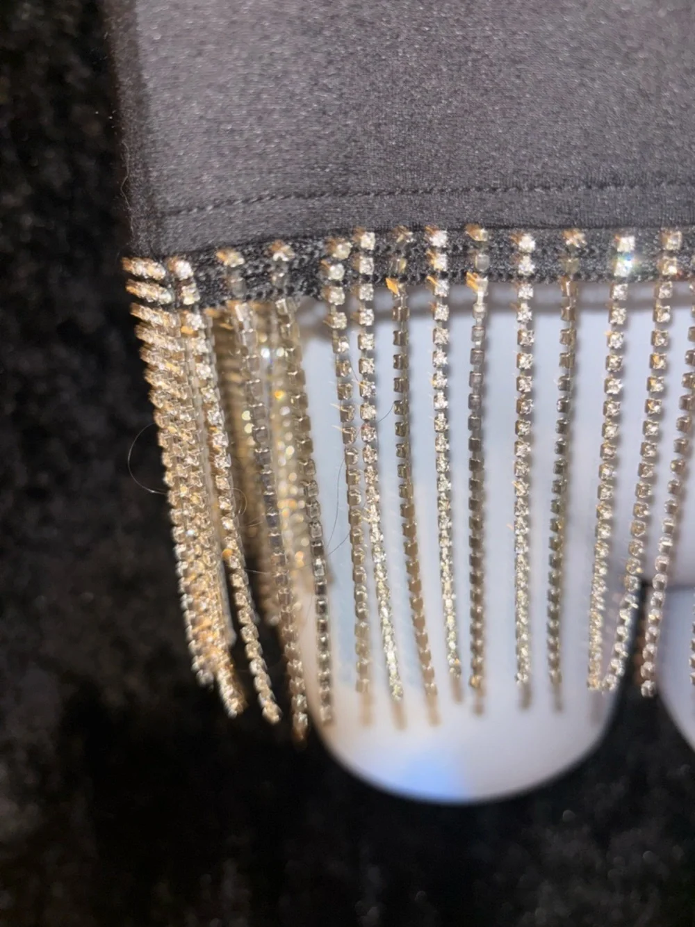 Joie Black Short Sleeve Top with Beaded Fringe Hem - Picture 3 of 3